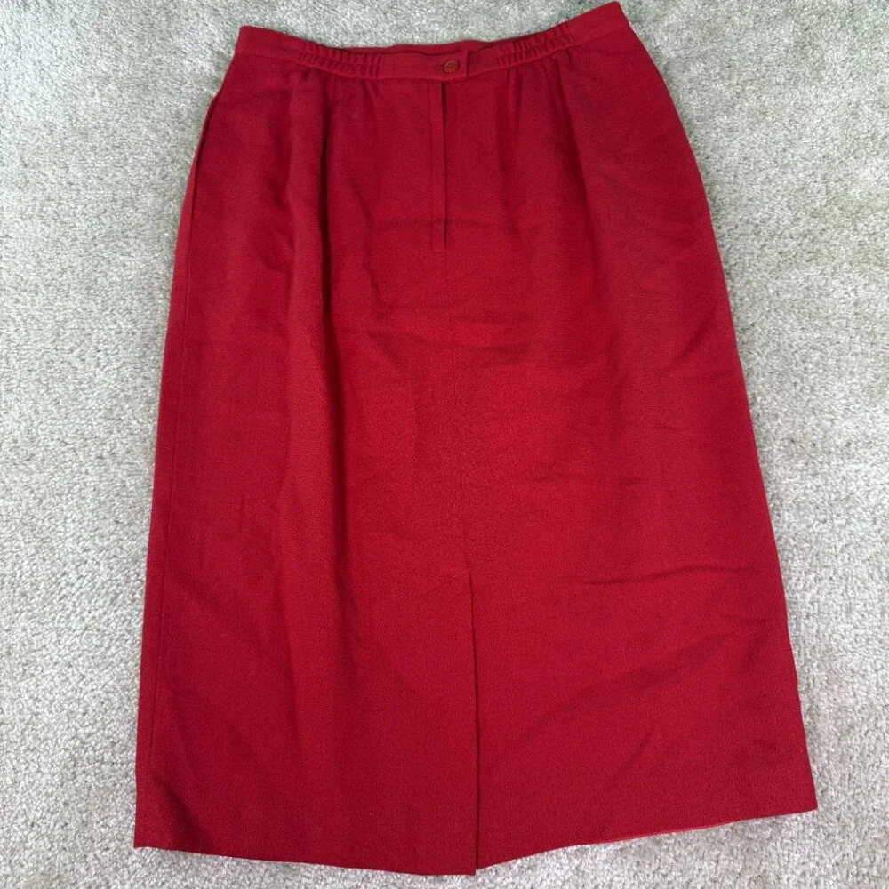 Vintage Bretton Place USA Made 100% Wool Skirt Women’s Sz 14 30x29 Red E677 - Picture 4 of 11